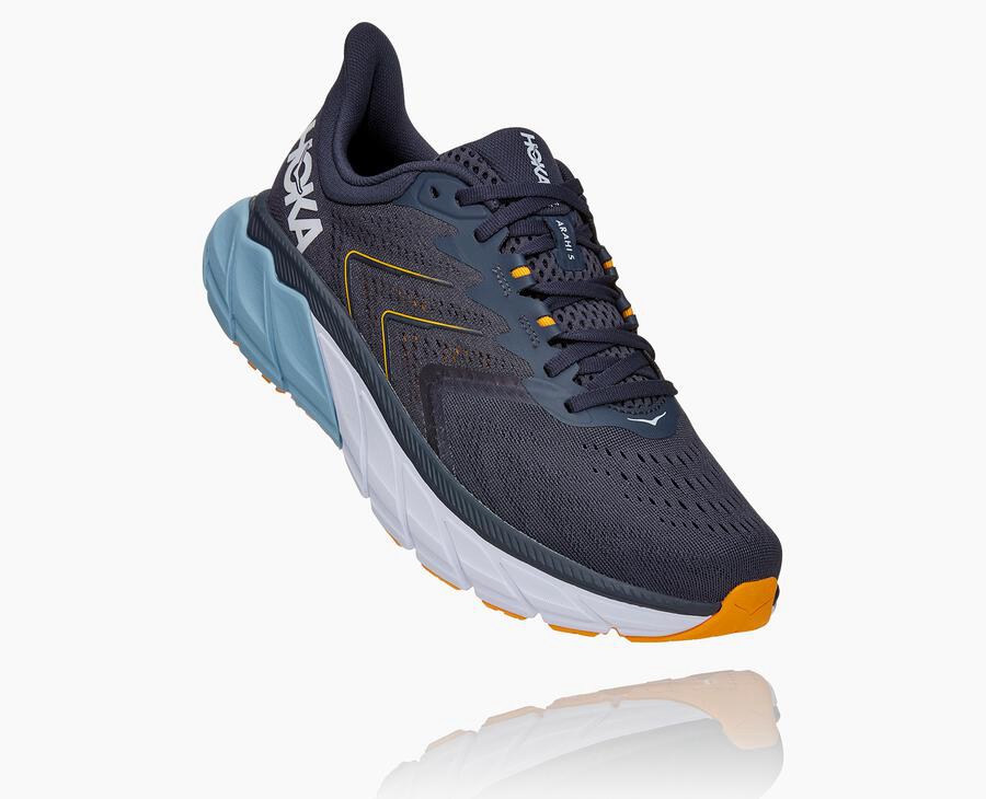 Hoka One One Mens Walking Shoes - Arahi 5 - Navy - WXGQ51479